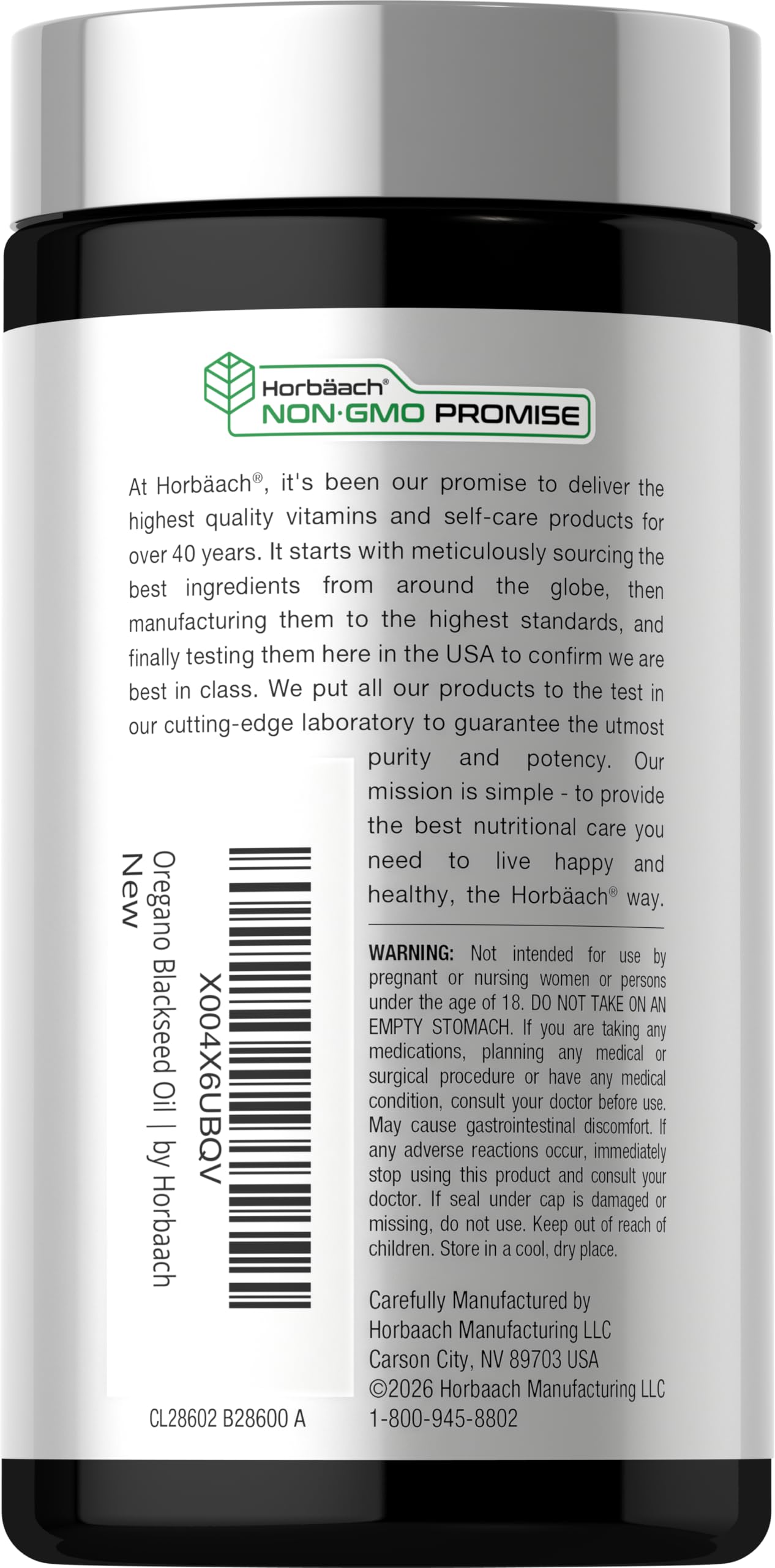 Horbäach Oil of Oregano with Blackseed Oil Softgels, 90 Count