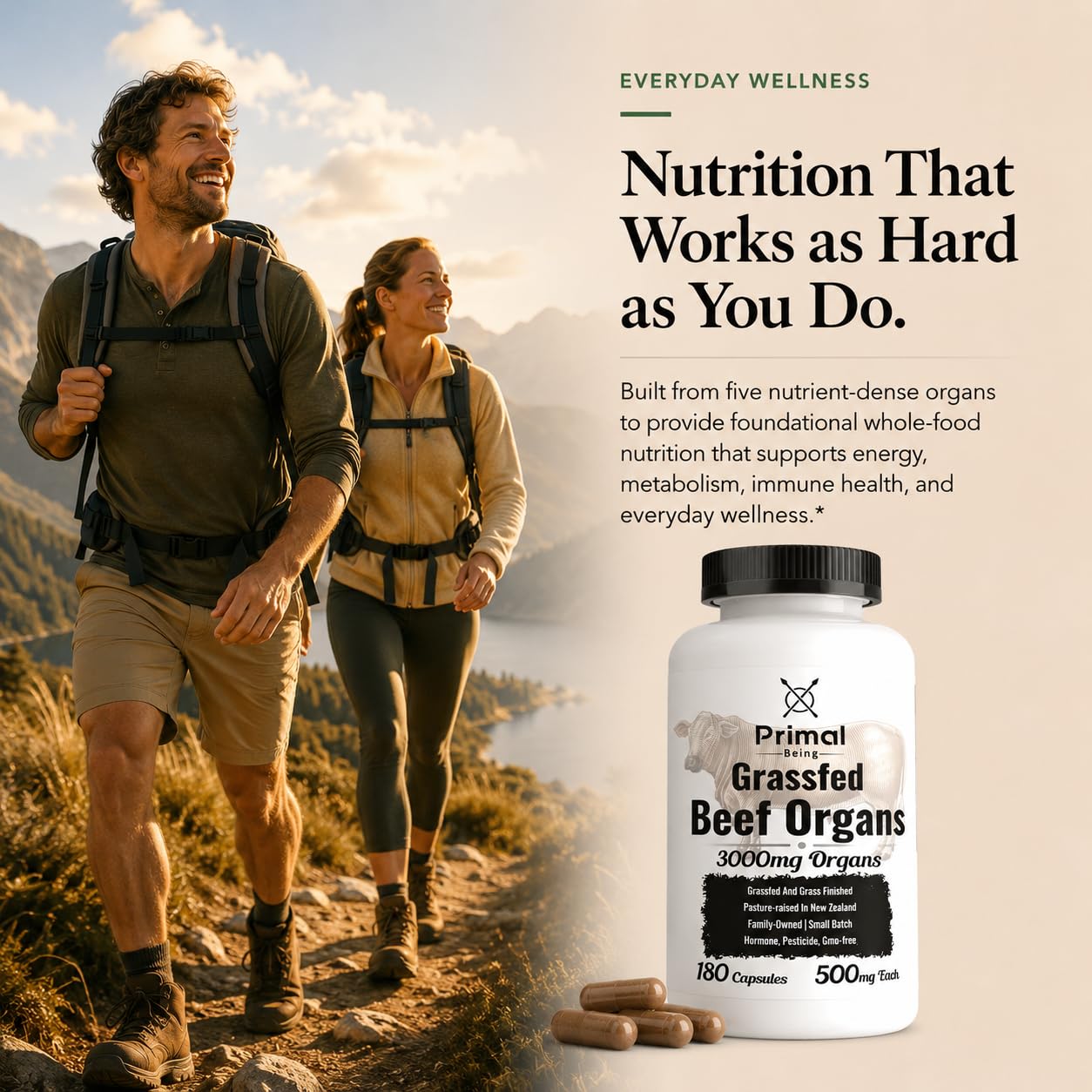 Primal Being Grassfed Beef Organ Complex Capsule 180 Count