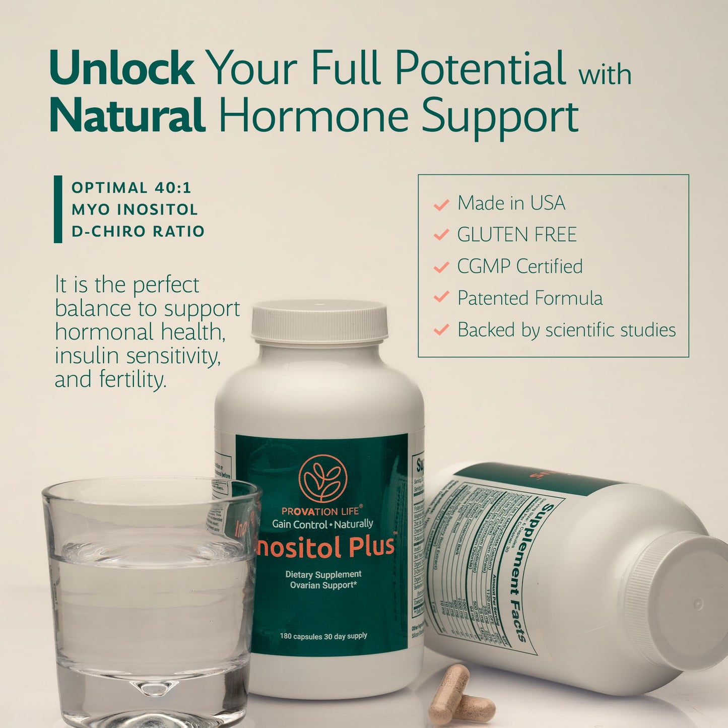 PROVATION LIFE Inositol Plus Supplement for Women Capsules 180 Count