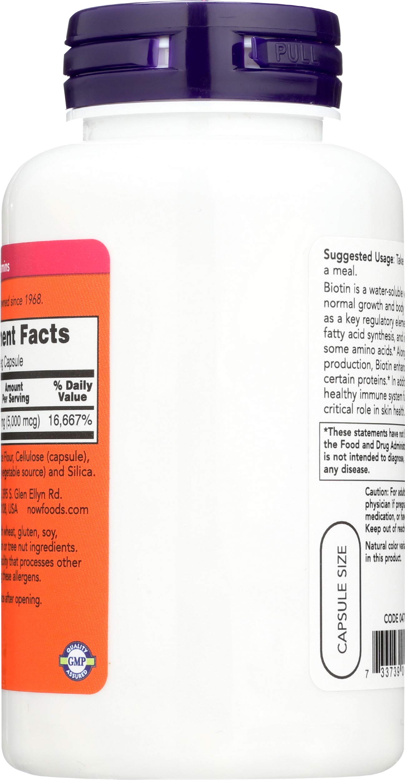 NOW Foods Biotin 5,000 mcg Capsule, 240 Capsules