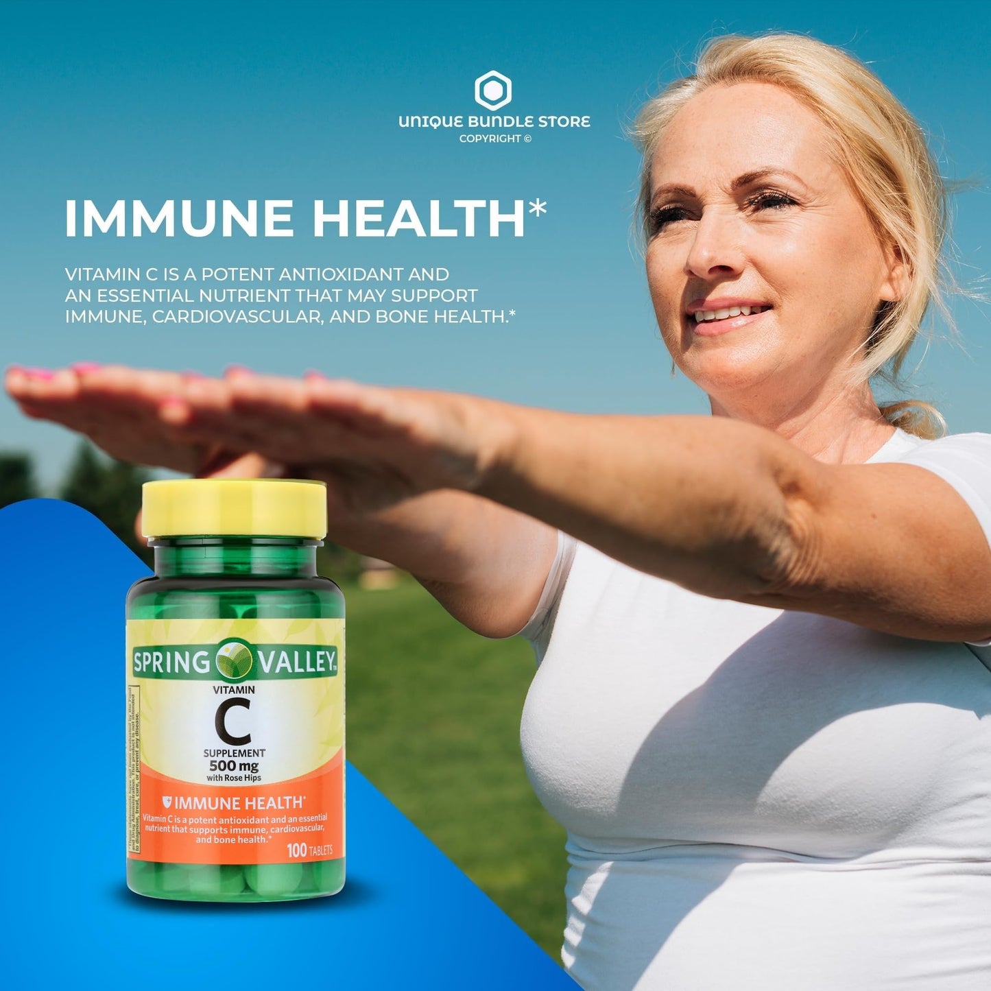 Unique Bundle Store Vitamin C 500mg with Rose Hips Tablets 200