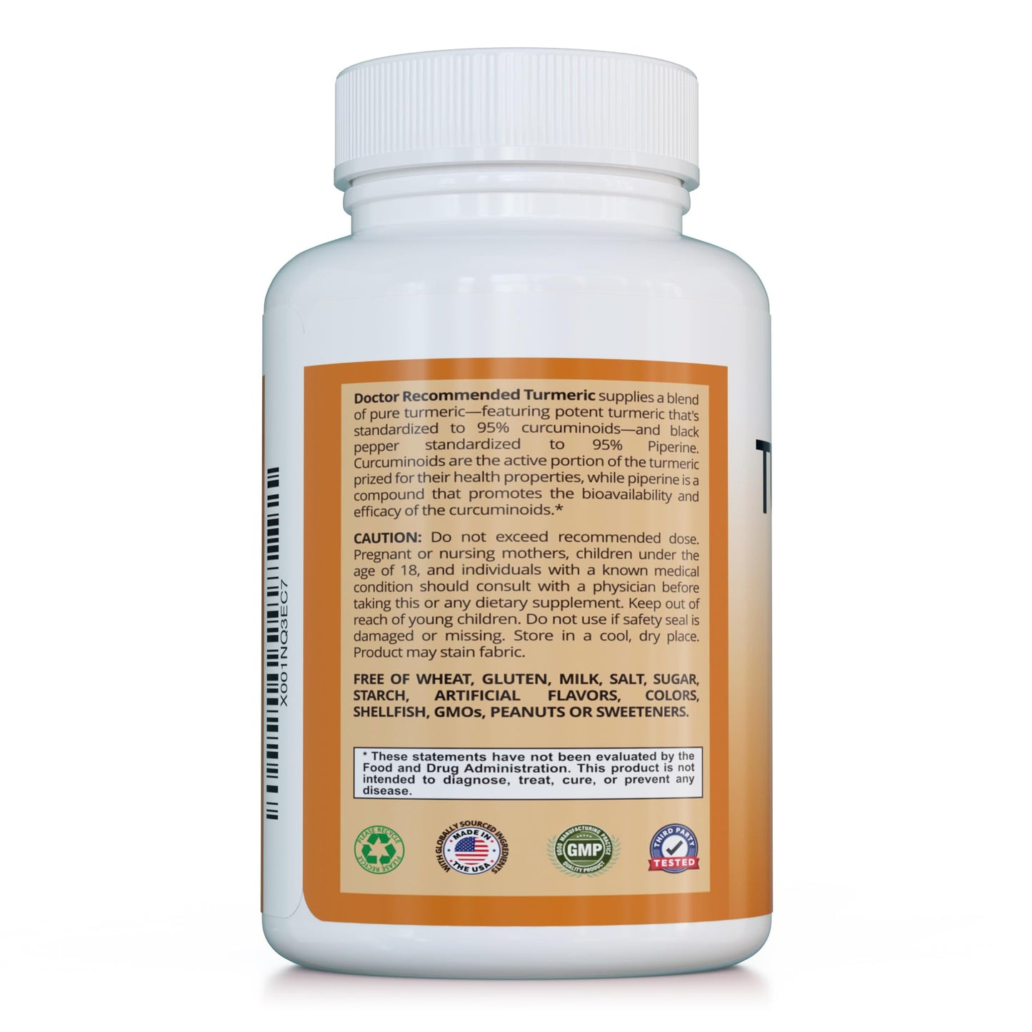 Doctor Recommended Supplements Turmeric Curcumin Capsule 120 Count