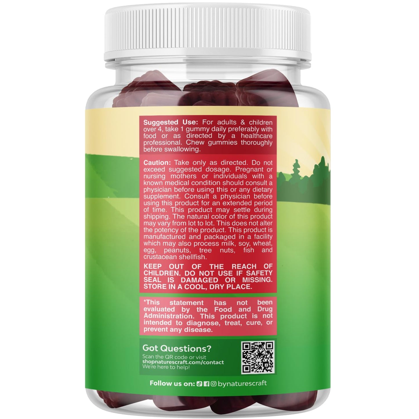 Natures Craft Sambucus Elderberry Gummies for Kids Health, Gummy, 60 Count