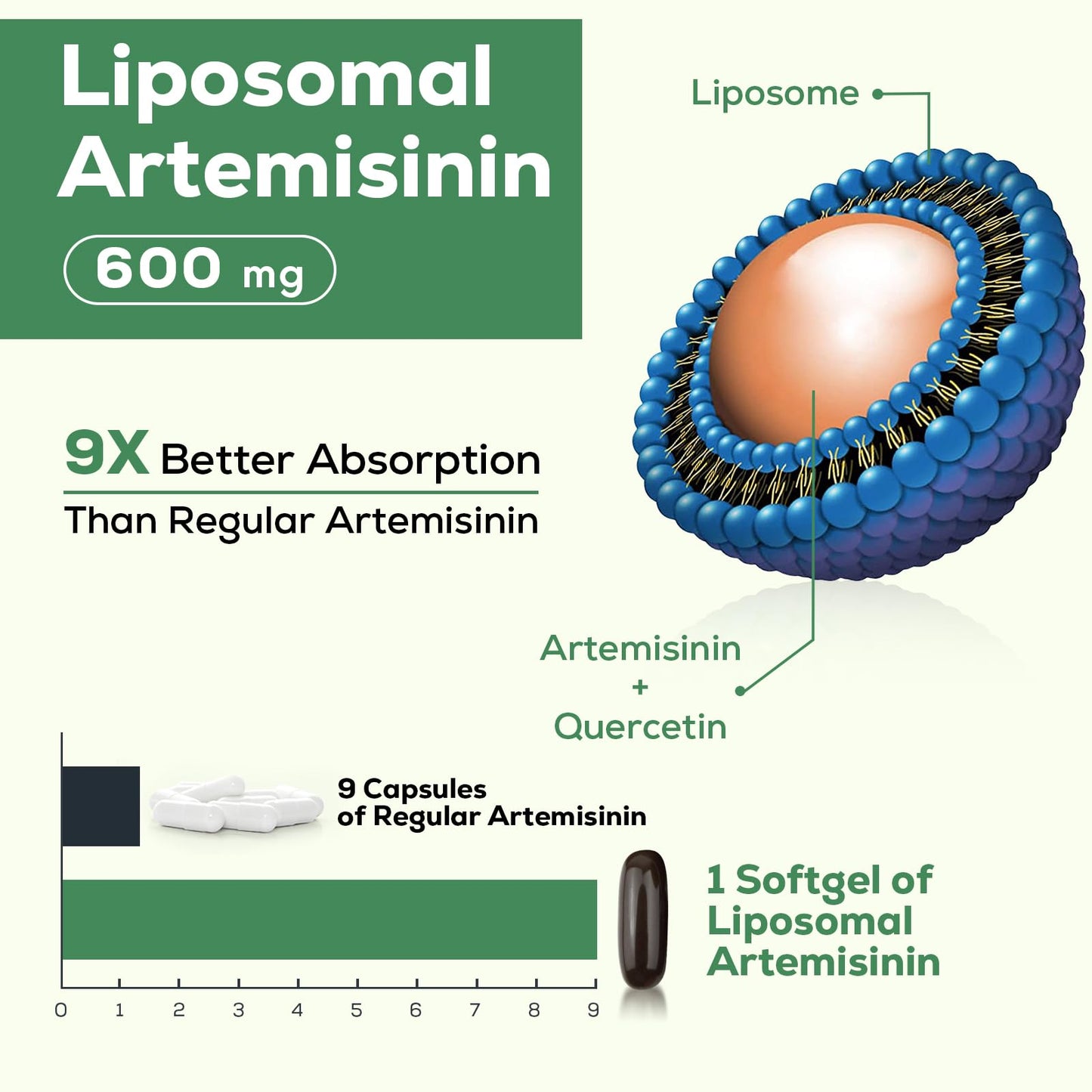 Osasuna Liposomal Artemisinin 900 mg with Quercetin Phytosome 200 mg from Sweet Wormwood Extract (Artemisia annua), Softgels 120