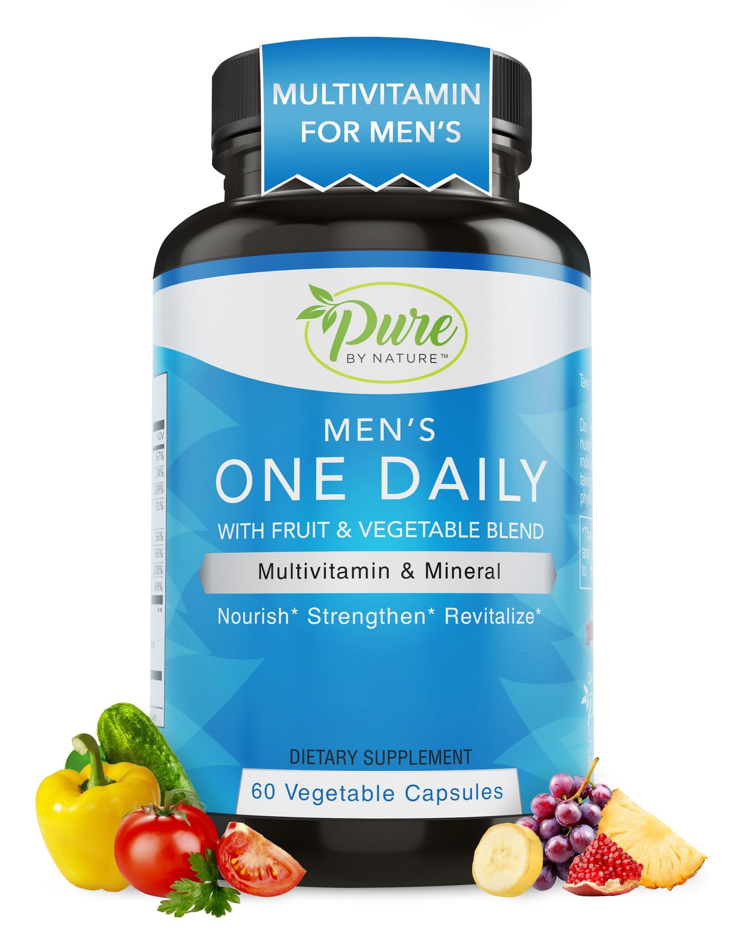 Pure By Nature One-Daily Multivitamin for Men Veggie Capsules, 60 Capsules