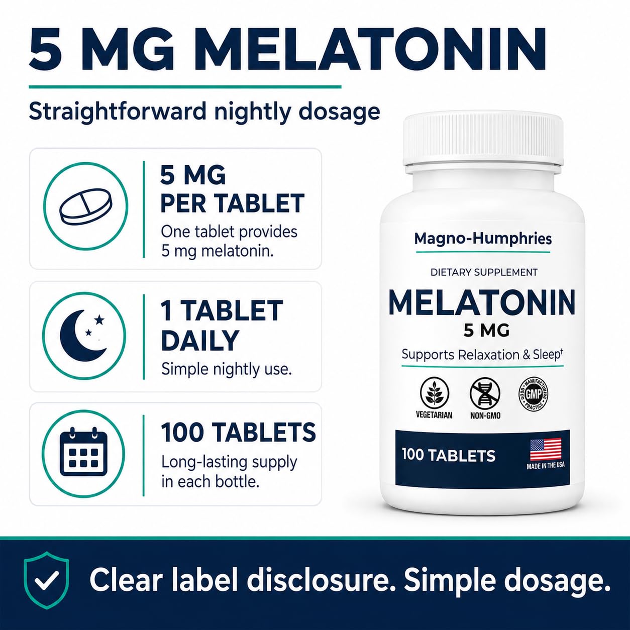 Magno-Humphries Melatonin 5 mg, 100 Tablets