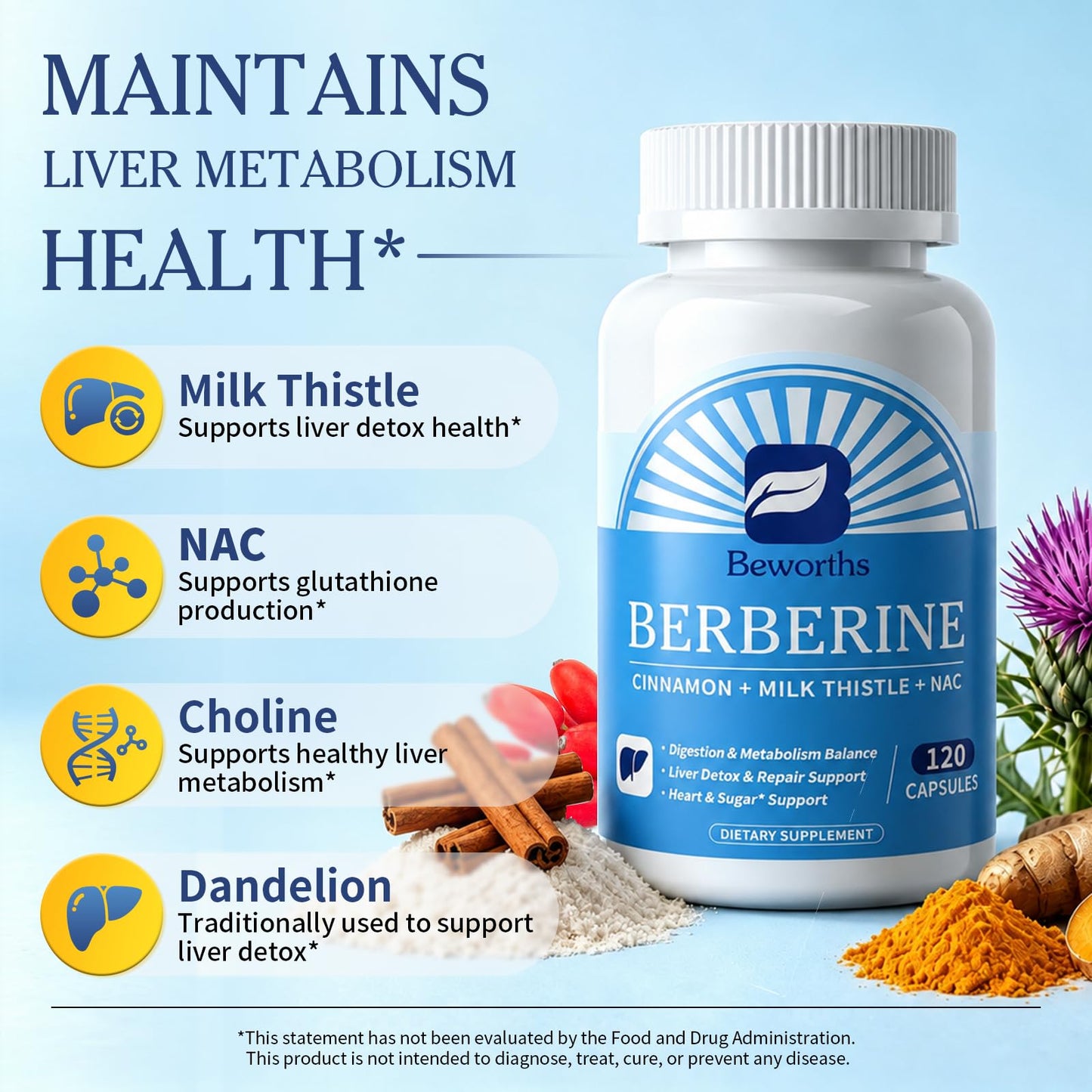 B BEWORTHS Berberine HCL Supplement Capsules 120 Count