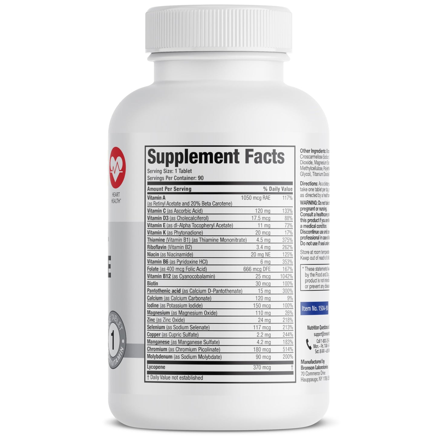 Bronson ONE Daily Men's 50+ Complete Multivitamin Multimineral, 90 Tablets