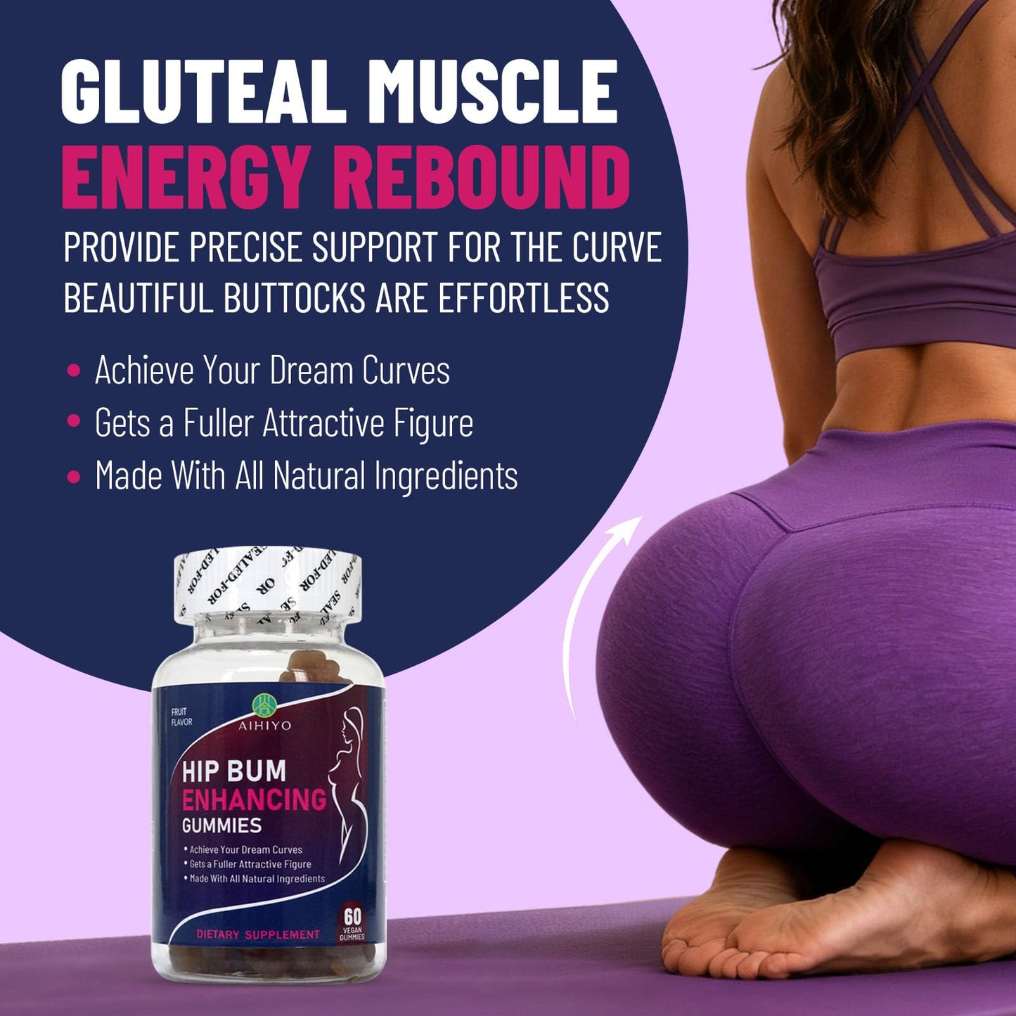 AIHIYO Hip Bum Enhancement Gummies 60 Count