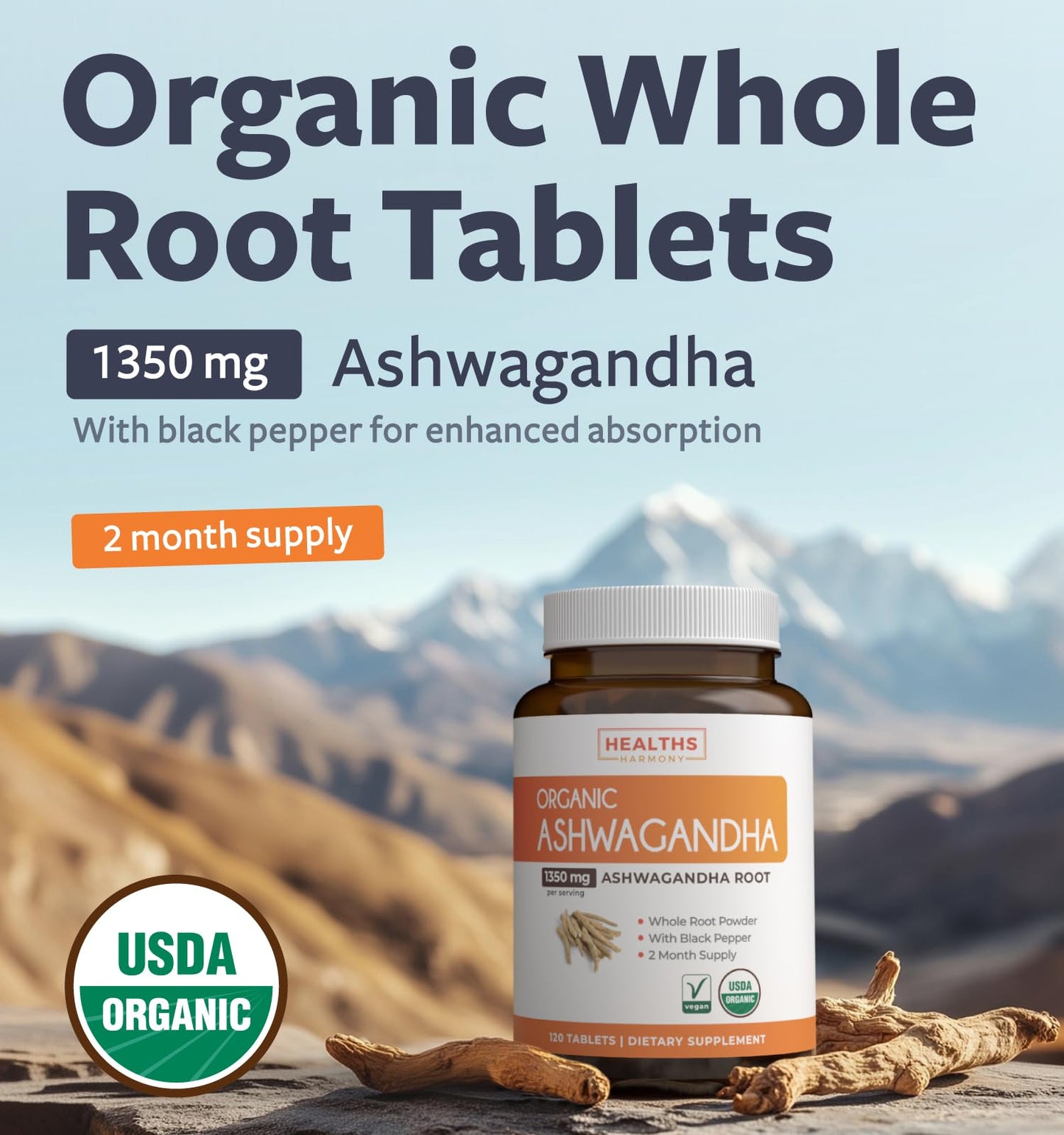 Healths Harmony Ashwagandha Supplement Tablets 120