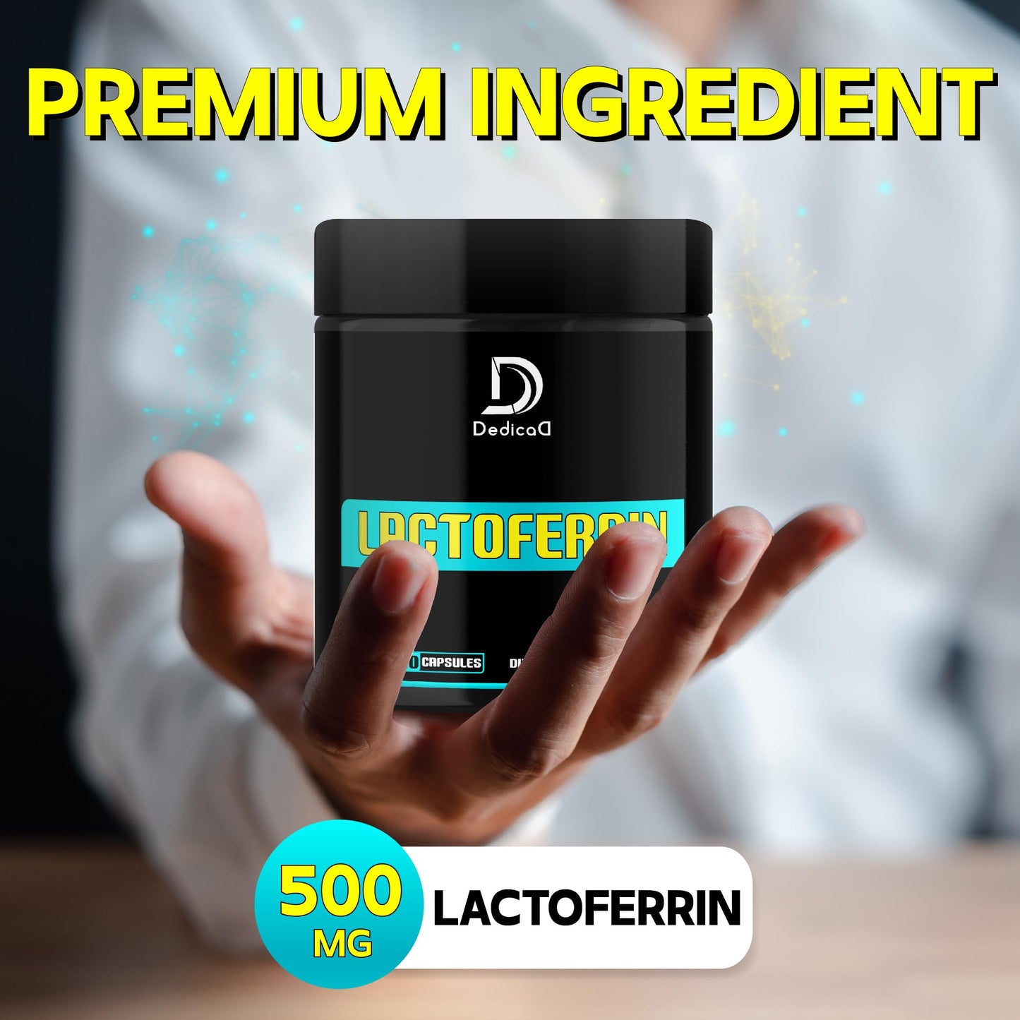 DEDICAD Lactoferrin Supplement 500mg Capsule, 120 Count