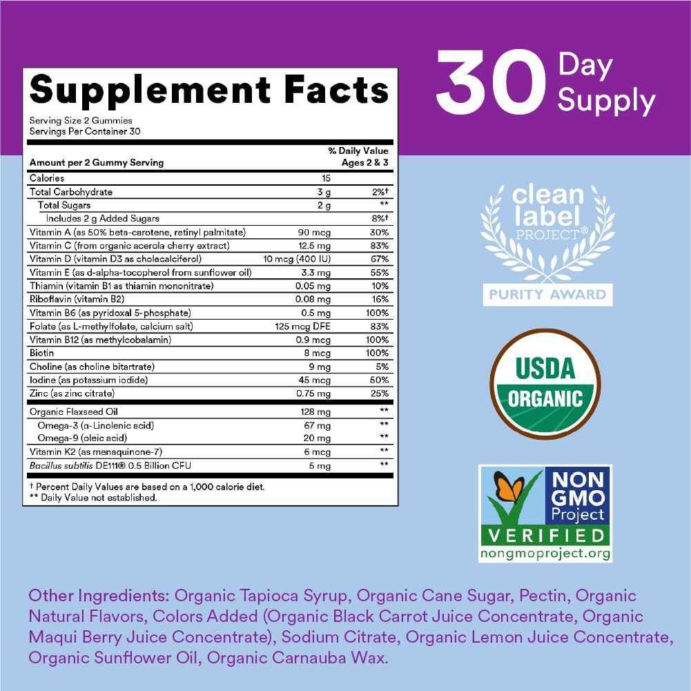 SmartyPants Organic Toddler Multivitamin Gummies, 60 Count