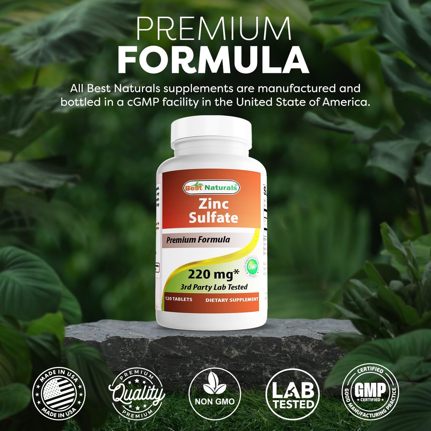 Best Naturals Zinc Sulfate 220 mg Tablets, 120 Tablets