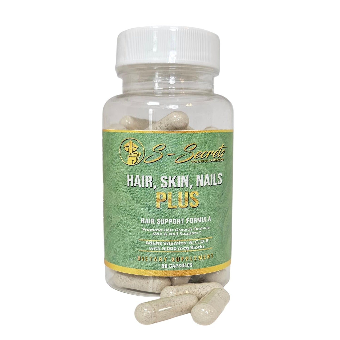 S-Secrets Hair, Skin & Nails Vitamin – Non-GMO Multivitamin for Hair, Skin & Nails | Biotin 5,000 mcg per Serving, 60 Capsules