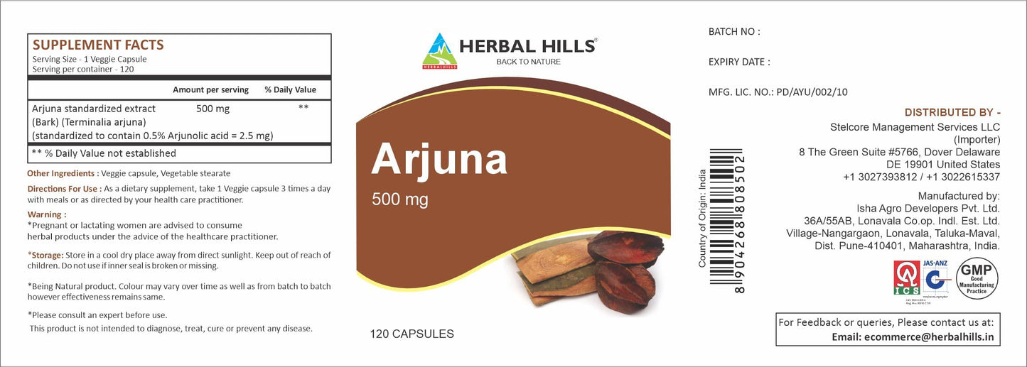 Herbal Hills Arjuna Capsules Capsule 120 Count