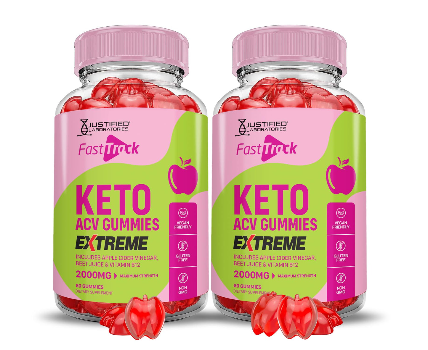 Justified Laboratories Fast Track Keto ACV Gummies Extreme 2000MG, 120 Gummies