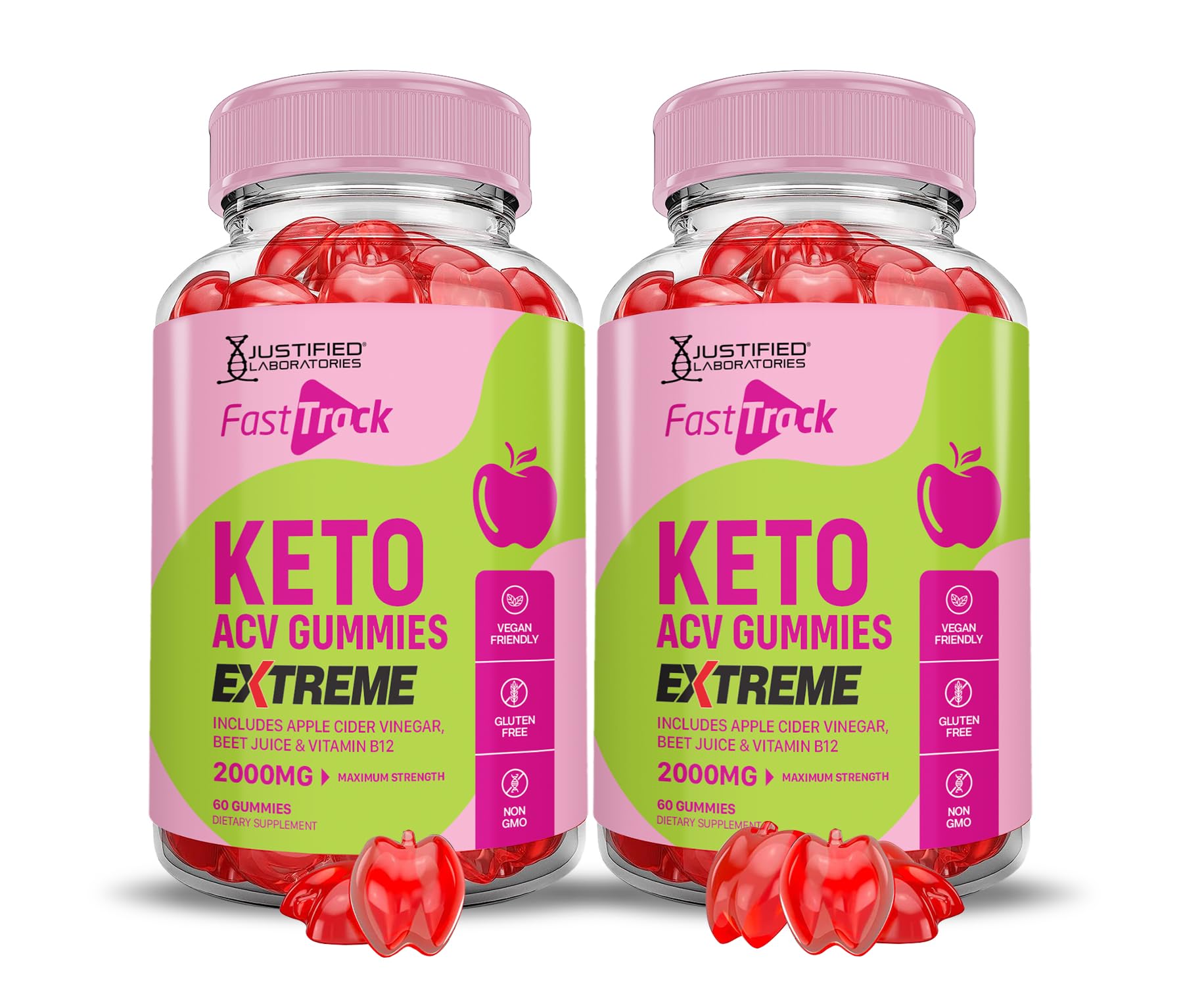 Justified Laboratories Fast Track Keto ACV Gummies Extreme 2000MG, 120 Gummies