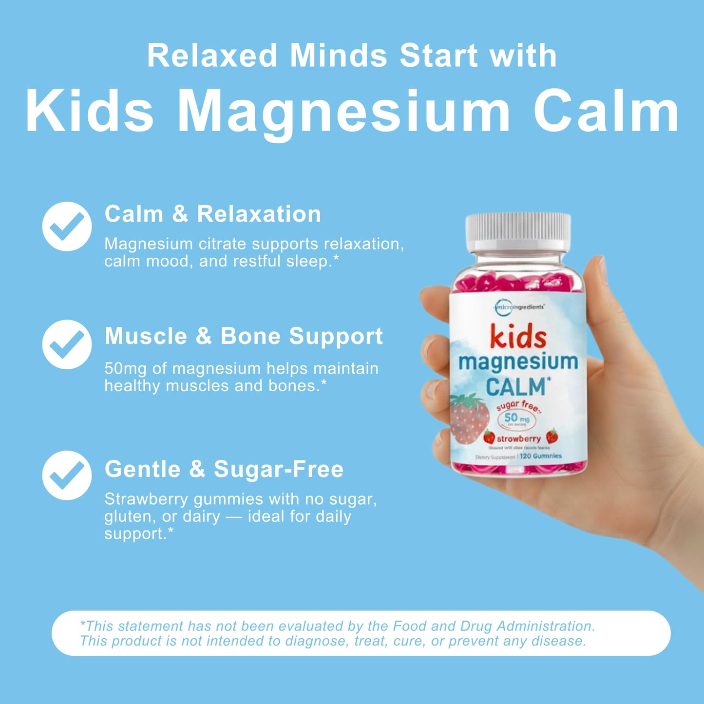 Micro Ingredients Kids Magnesium Gummies for Age 2+ 120 Count