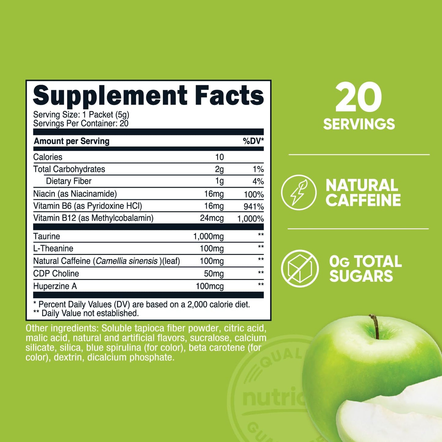 Nutricost Energy Complex Green Apple Flavored Powder, 3.6 Ounce