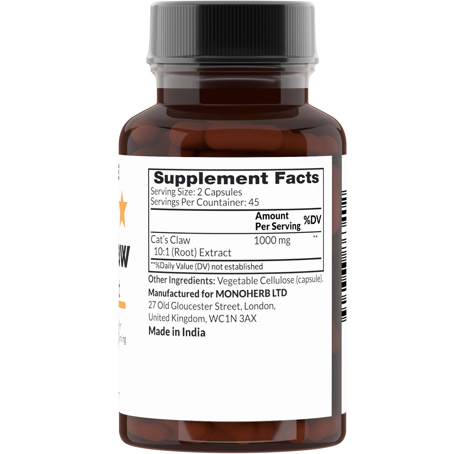 MONOHERB Cat's Claw 10:1 Extract Capsule, 90 Count