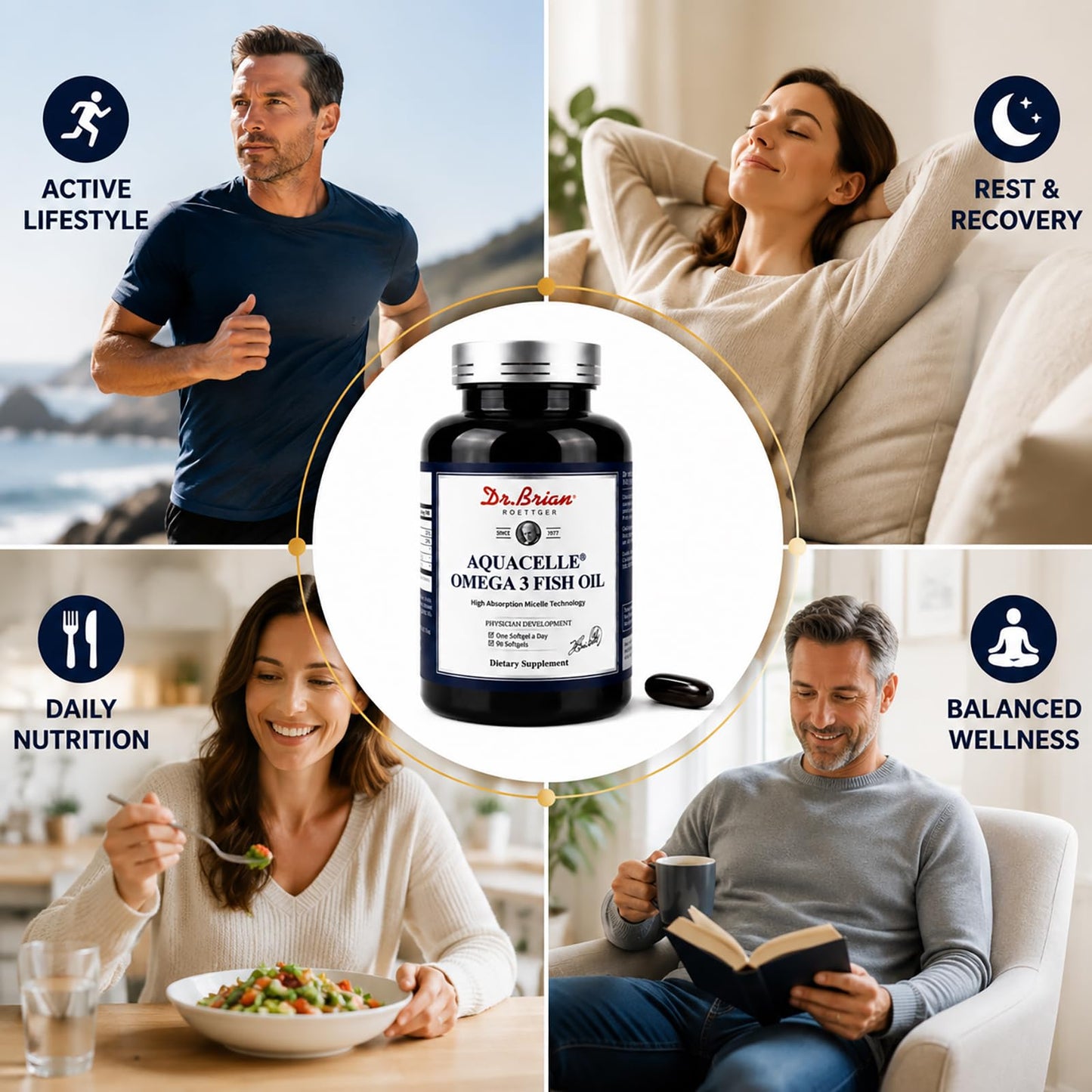 DR.BRIAN ROETTGER Dr. Brian Aquacelle Omega 3 Fish Oil 660mg, 440mg EPA & 220mg DHA, Capsules 90