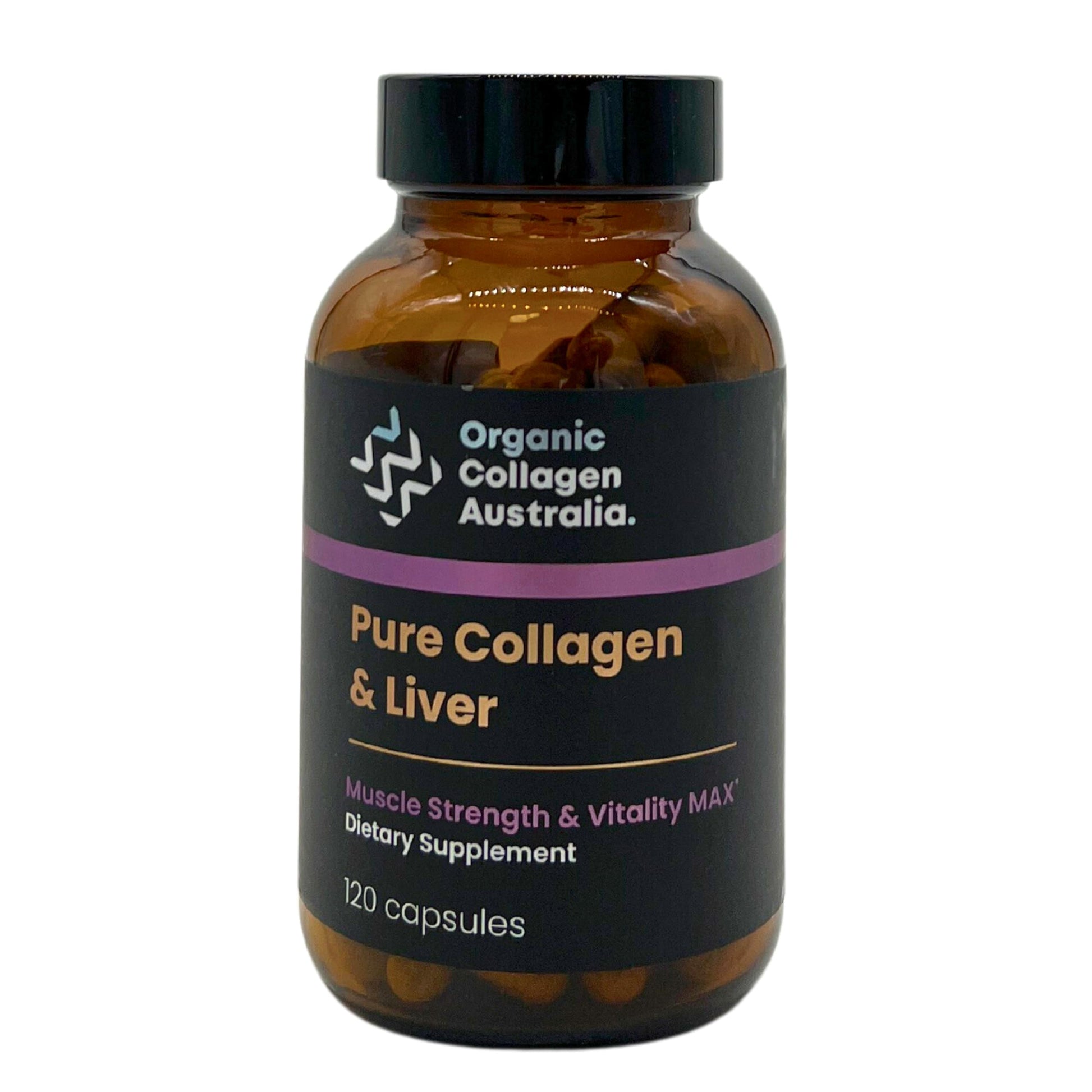 Organic Collagen Australia Pure Collagen & Liver Capsules – Muscle Strength & Vitality with Hydrolyzed Collagen, Grass-Fed Liver, and Vitamin B12, 120 Capsules
