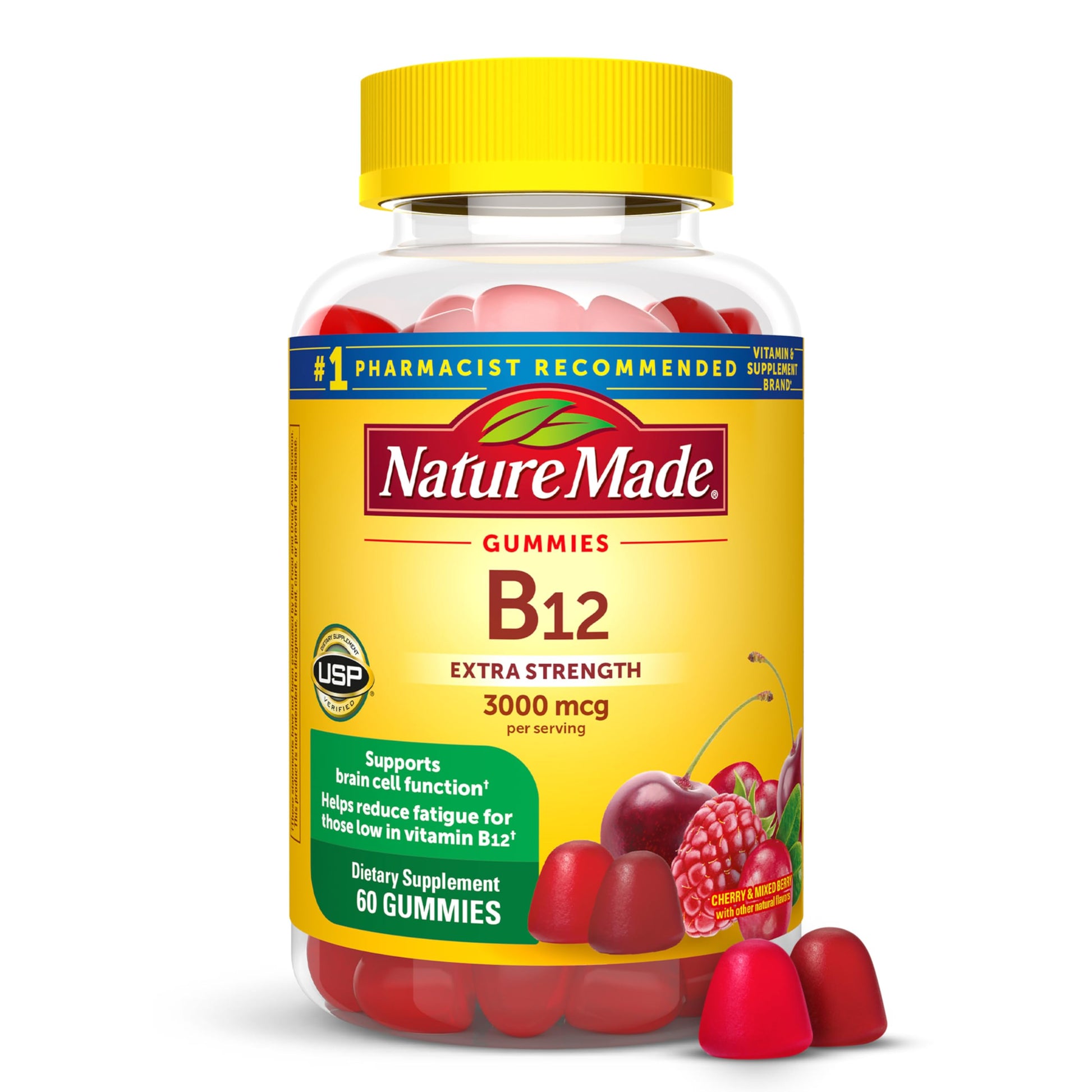Nature Made Vitamin B12 Gummies Extra Strength 3000 mcg per serving, 60 Gummies