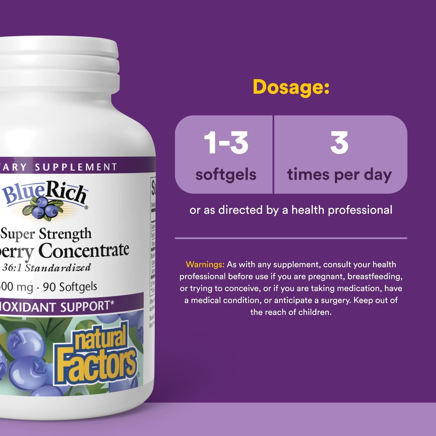 Natural Factors BlueRich Super Strength Blueberry Concentrate Softgels 90