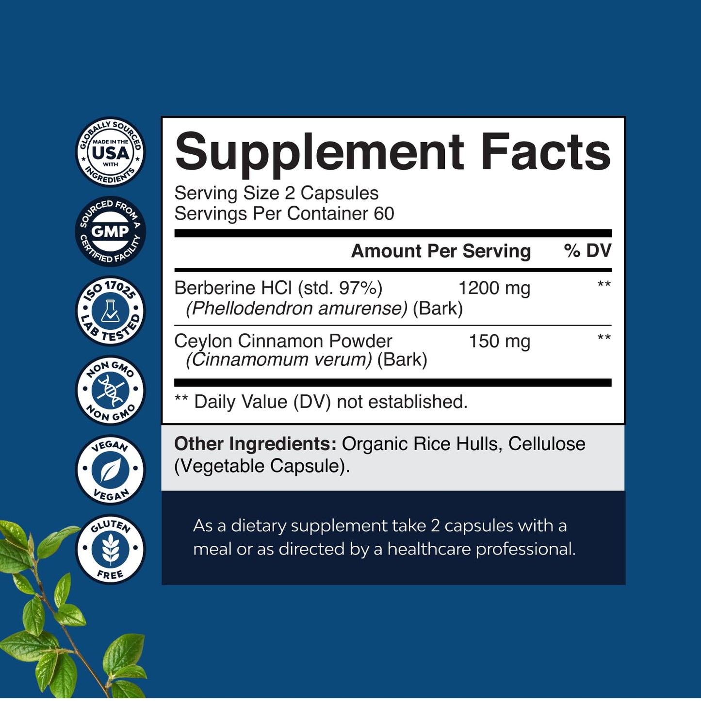 Natures Craft Balancing Berberine Plus 1200mg Per Serving Complex Capsules, 120 Capsules