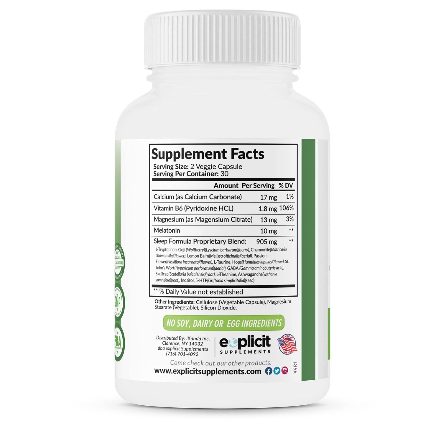 eXplicit Supplements zZz Night Natural Sleep Aid - Non-Habit Forming with Melatonin, Valerian, Chamomile and More - Promotes Relaxation and Rest - 1 Capsule
