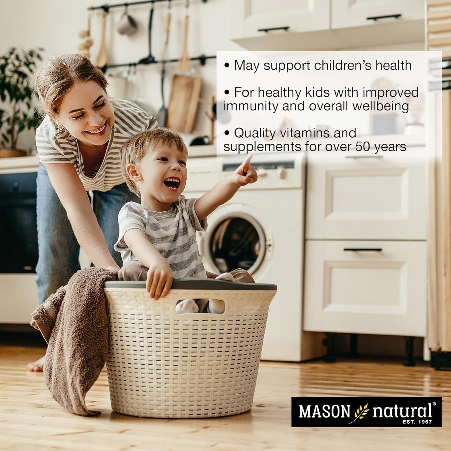 MASON NATURAL Healthy Kids Probiotic with Fiber - Healthy Digestive Function, Improved Gut Health Chewable 60 Count