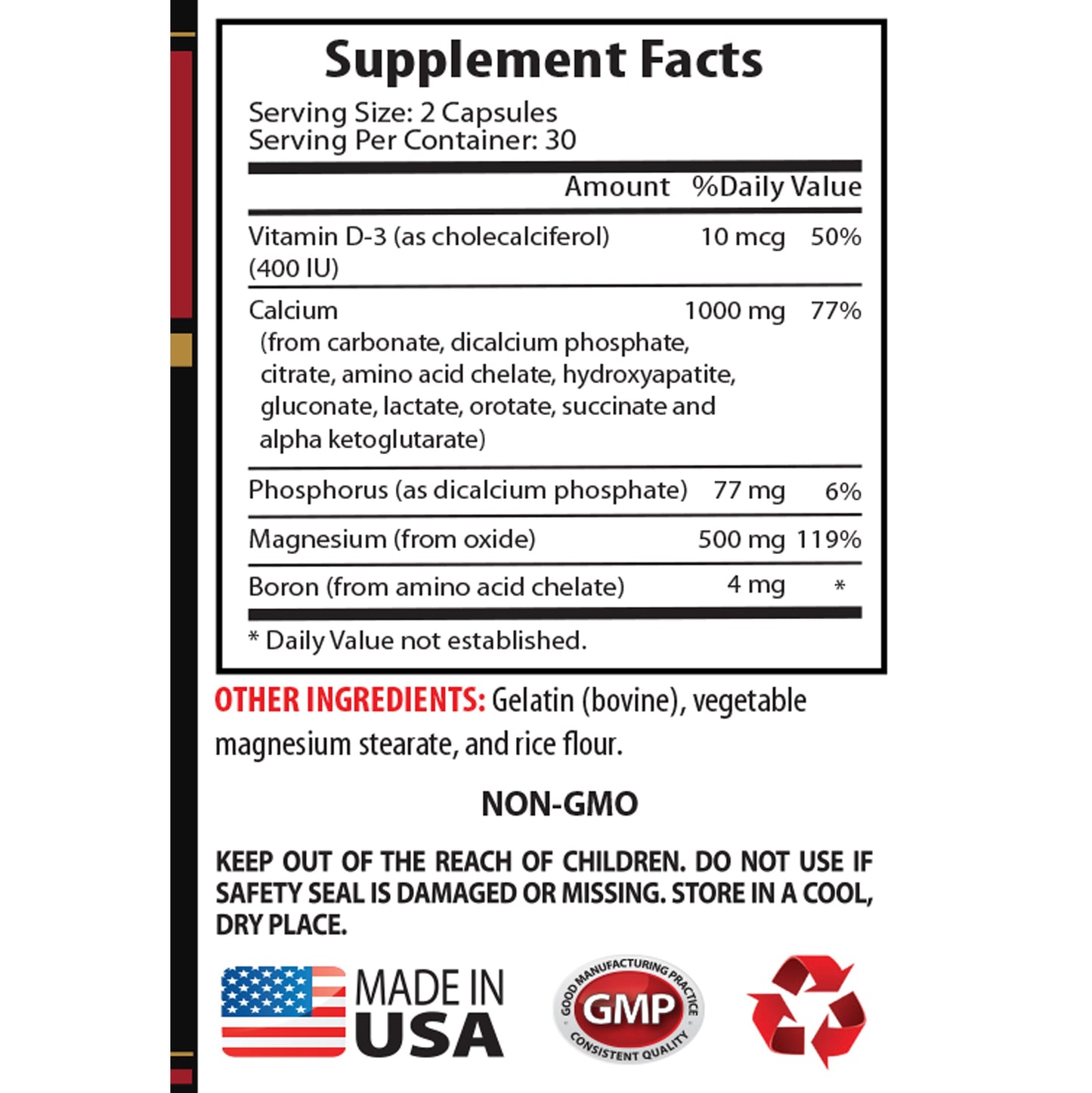 SKIN CARE SOLUTIONS Calcium Magnesium Zinc with Vitamin D3 and Boron Capsules, 60 Count