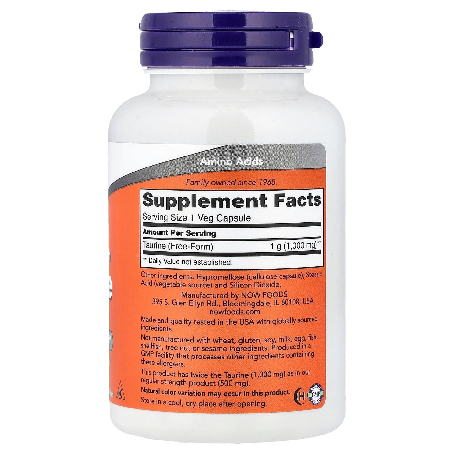 NOW Foods Taurine 1000 Milligram Capsule 100 Count