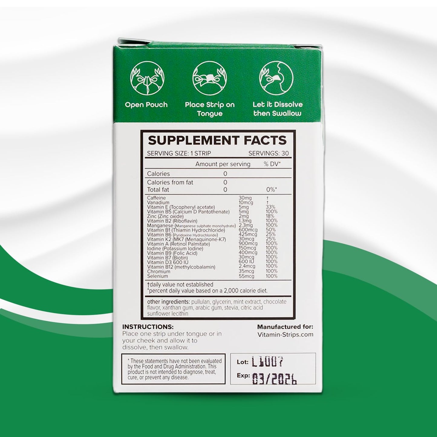 Vitamin-Strips Peak Performance Energy Strips Oral Strips 30