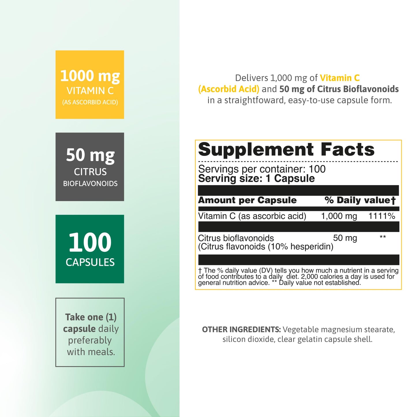 Nutra Nutrition Vitamin C 1000 mg Capsules, 100-Count, with Citrus Flavonoids and 10% Hesperidin