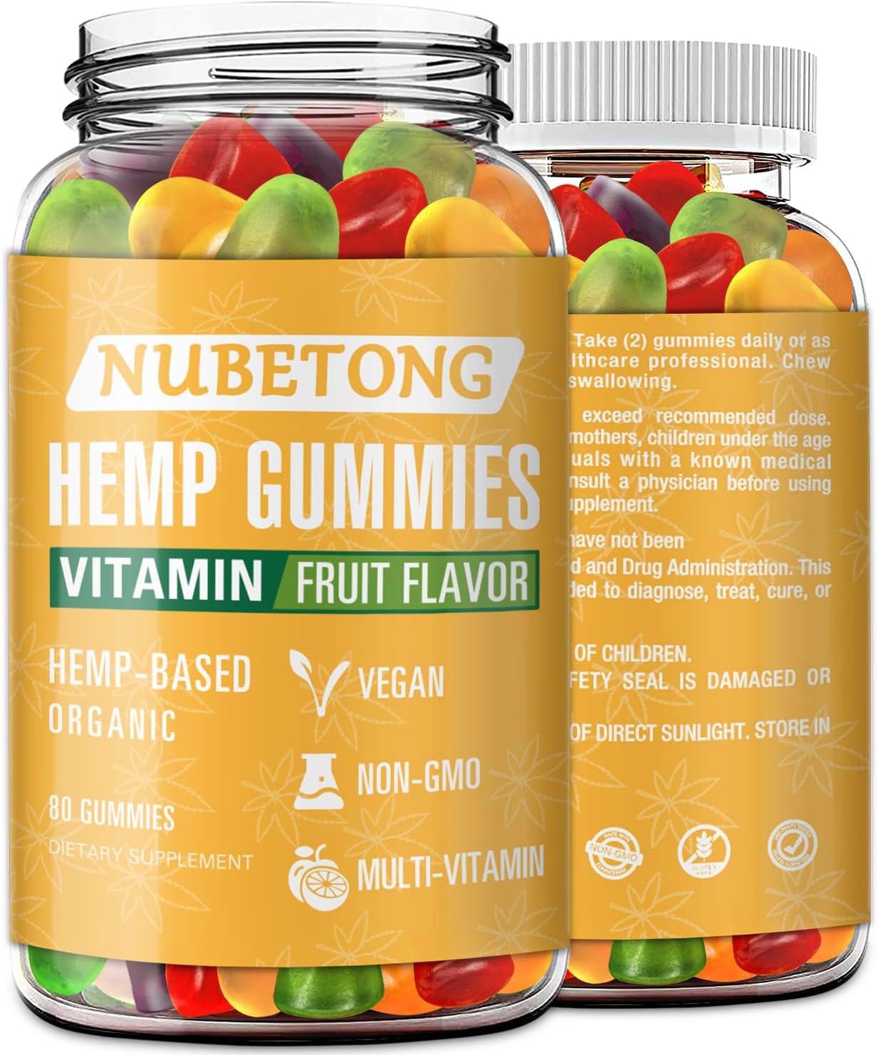 Nubetong Hemp Gummies High Potency Organic Hemp Oil Extract Gummy 80 Count