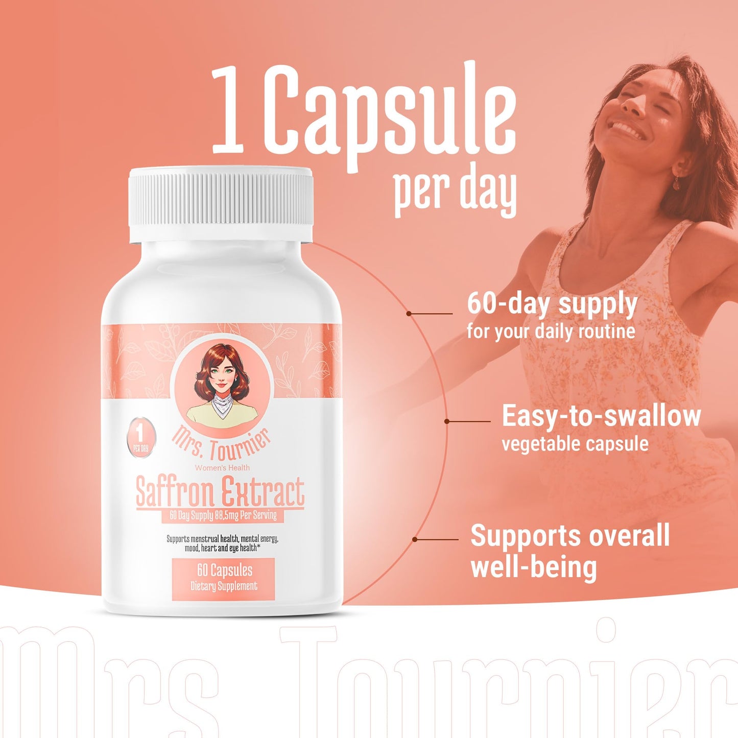 Mrs. Tournier Women's Health Saffron 88.5mg 60 Capsules
