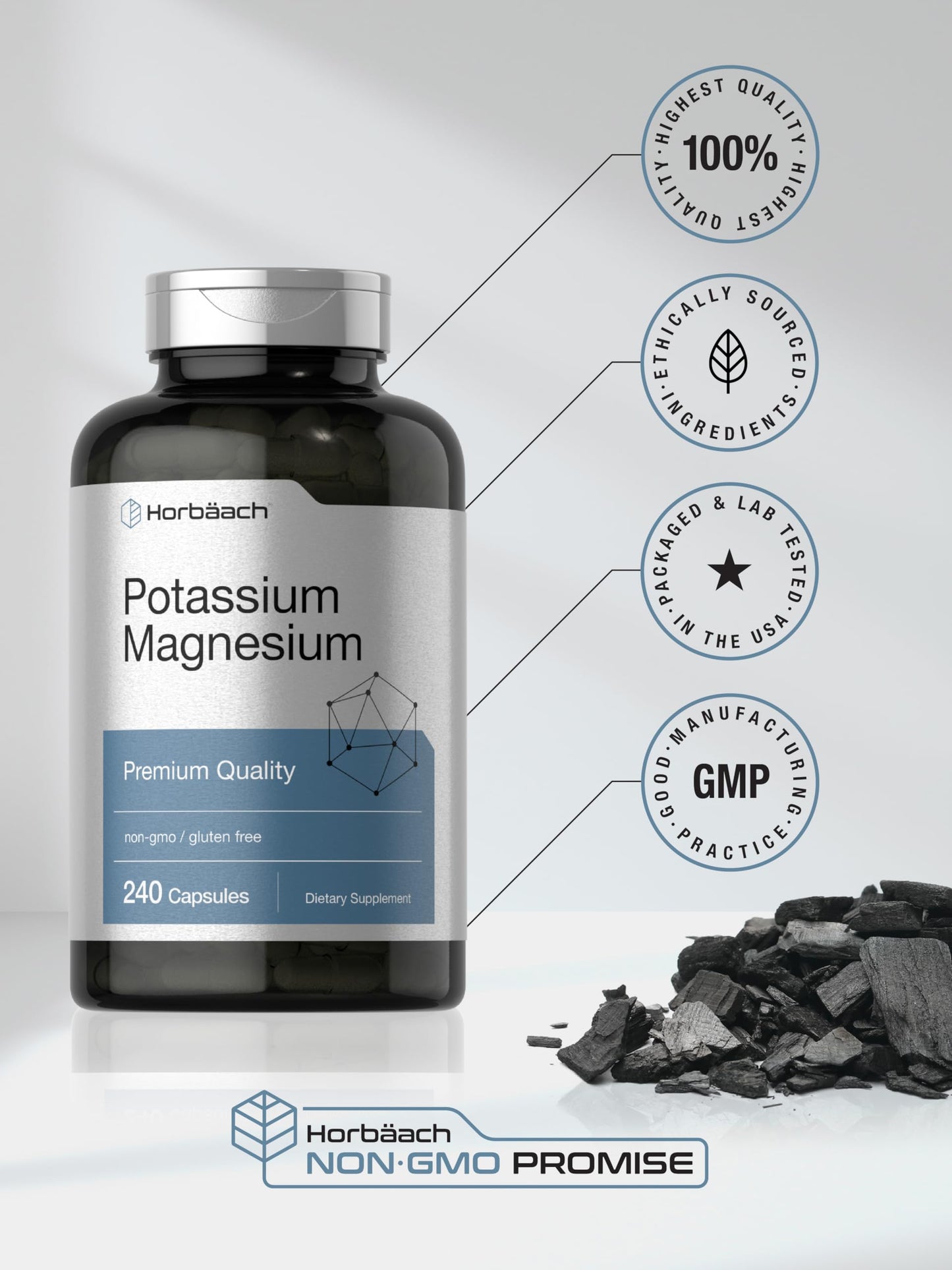 Horbäach Potassium Magnesium Supplement 240 Capsules