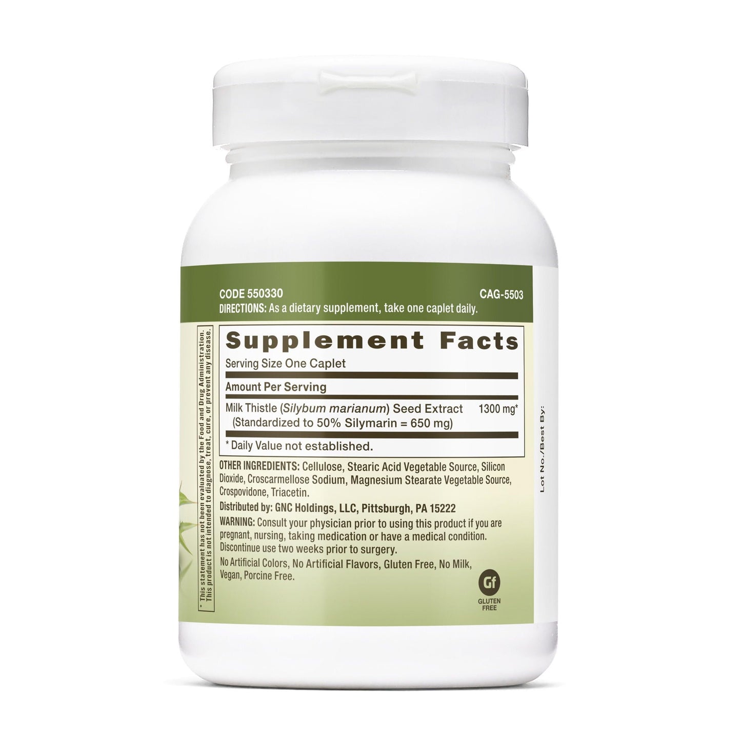 GNC Milk Thistle 1300mg Extra Strength Caplets, 60 Count