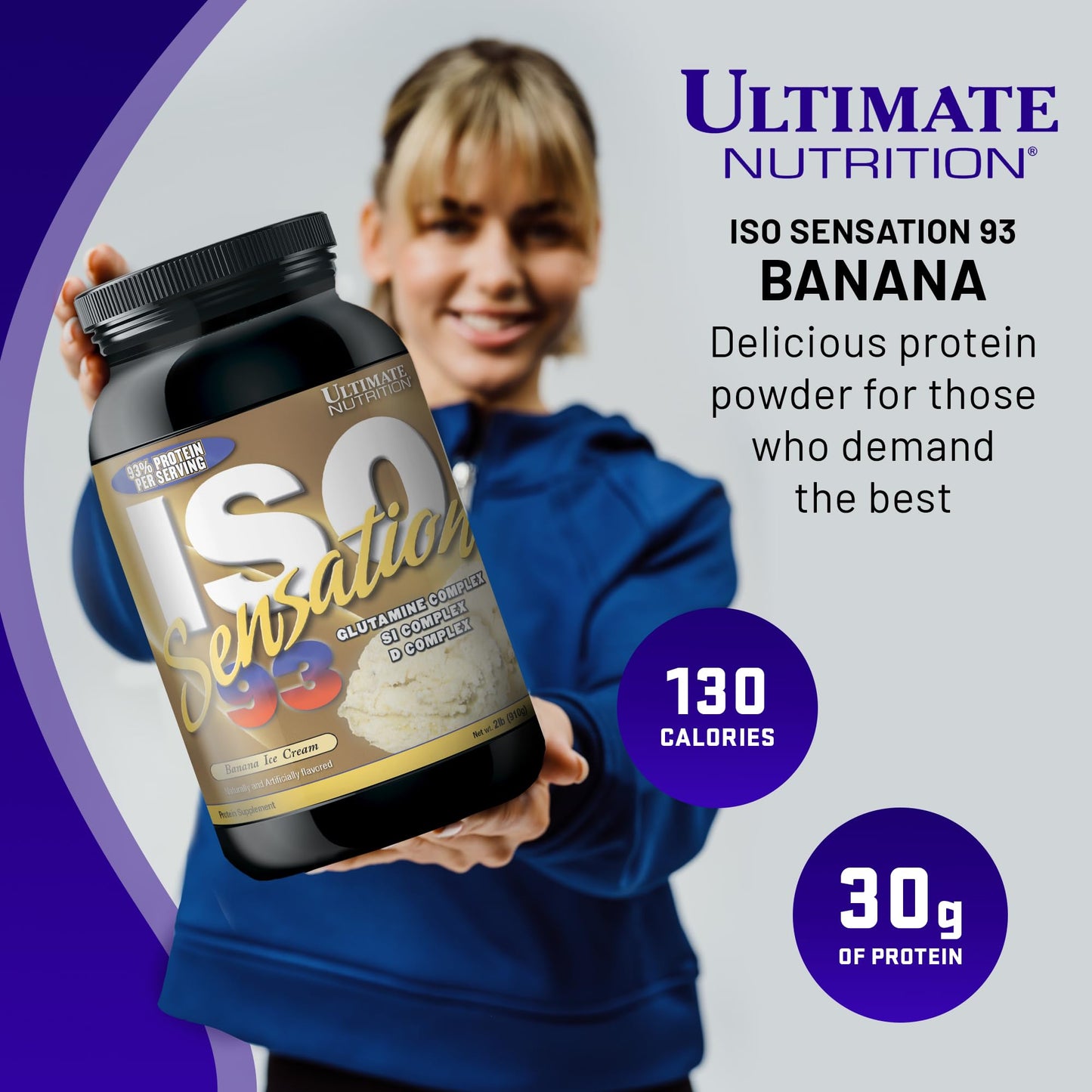 Ultimate Nutrition ISO Sensation 93 Whey Isolate Powder, Banana Ice Cream, 2 lb, 32 Servings