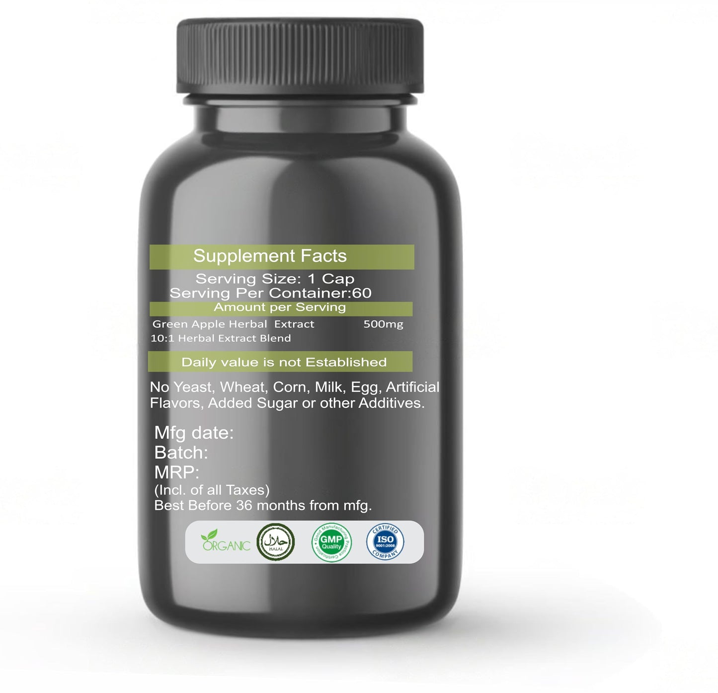 bhavika Creation Green Apple Capsules, 60 Count, 500mg