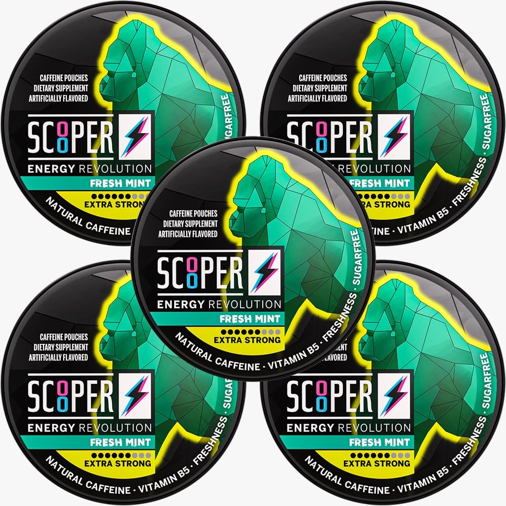 Scooper Energy Fresh Mint Chewable Energy Pouches (80mg Caffeine) 60 Count