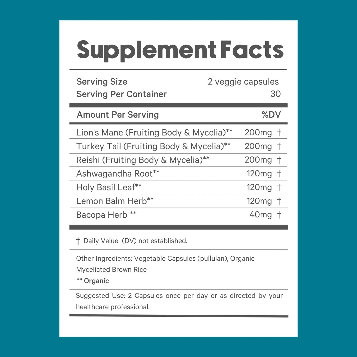 LyfeFuel Adaptogen Blend for Stress Relief - Whole Food Mushroom Supplement & Organic Herb Complex to Manage Cortisol, Lion’s Mane, Turkey Tail, Reishi, Ashwagandha, 60 Vegan Capsules
