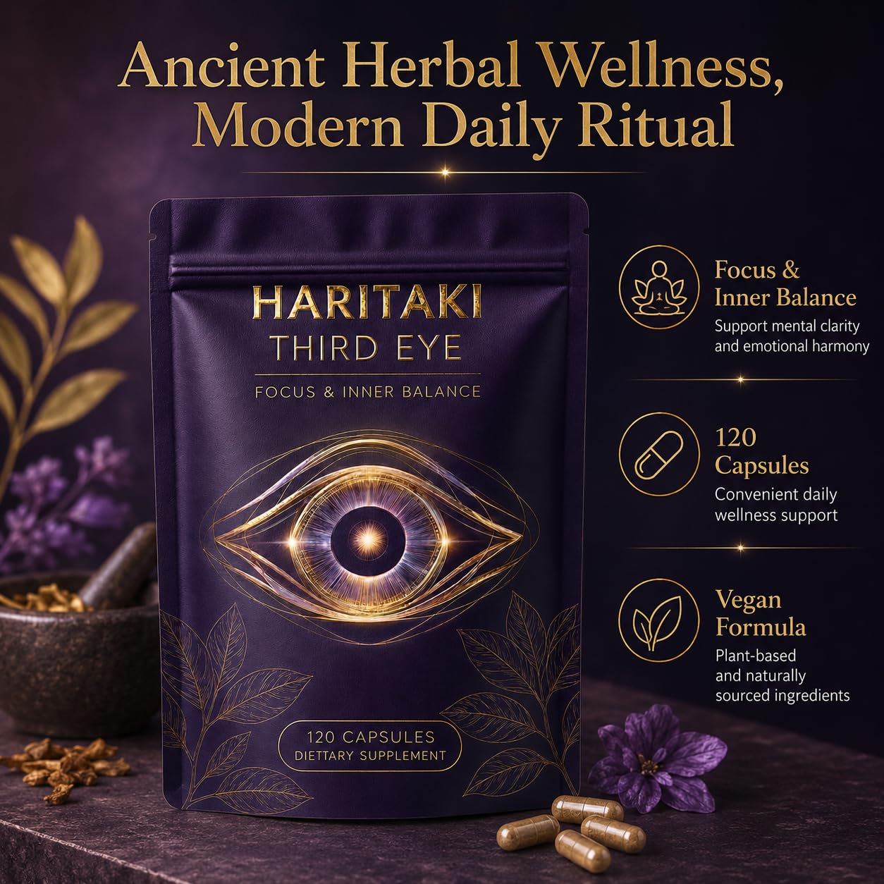 Dvloge Haritaki Third Eye Capsules 120 Capsules