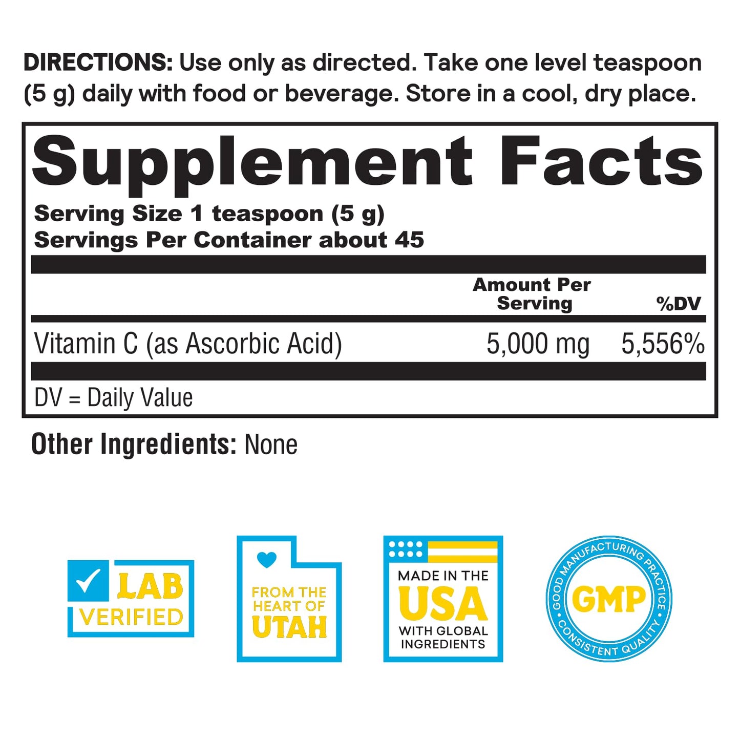Nature's Life Pure Vitamin C Crystals Powder, 8 oz