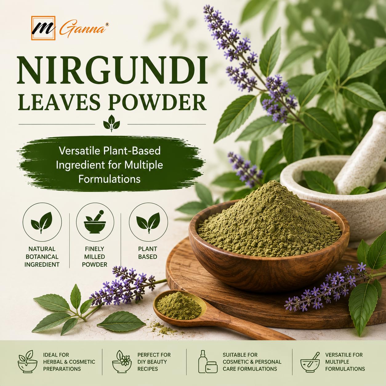 mGanna Nirgundi Leaves Powder (Vitex negundo) Powder, 8