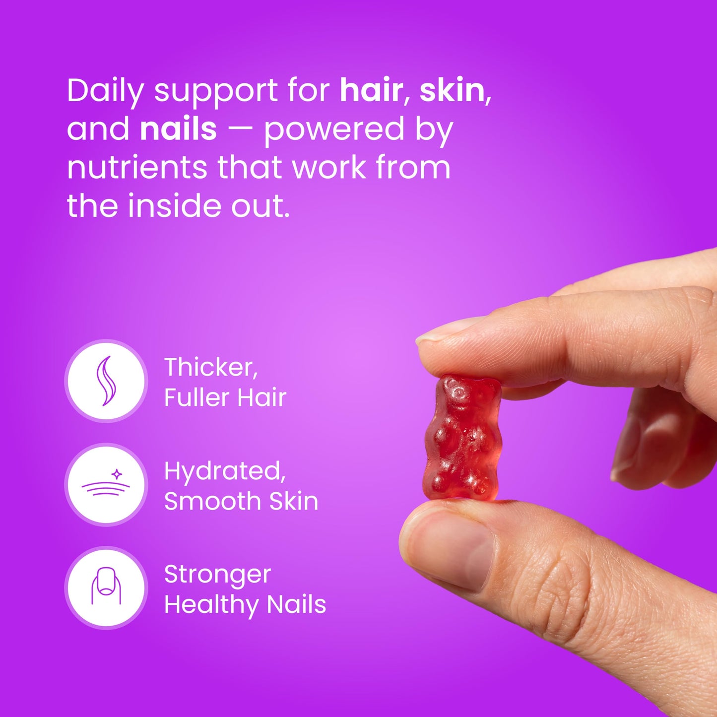 NutraChamps Biotin Gummies 5000mcg with Collagen, Keratin & More – Hair Skin and Nails Vitamins for Women & Men – Support Normal Hair Growth Cycle – 120 Gummies