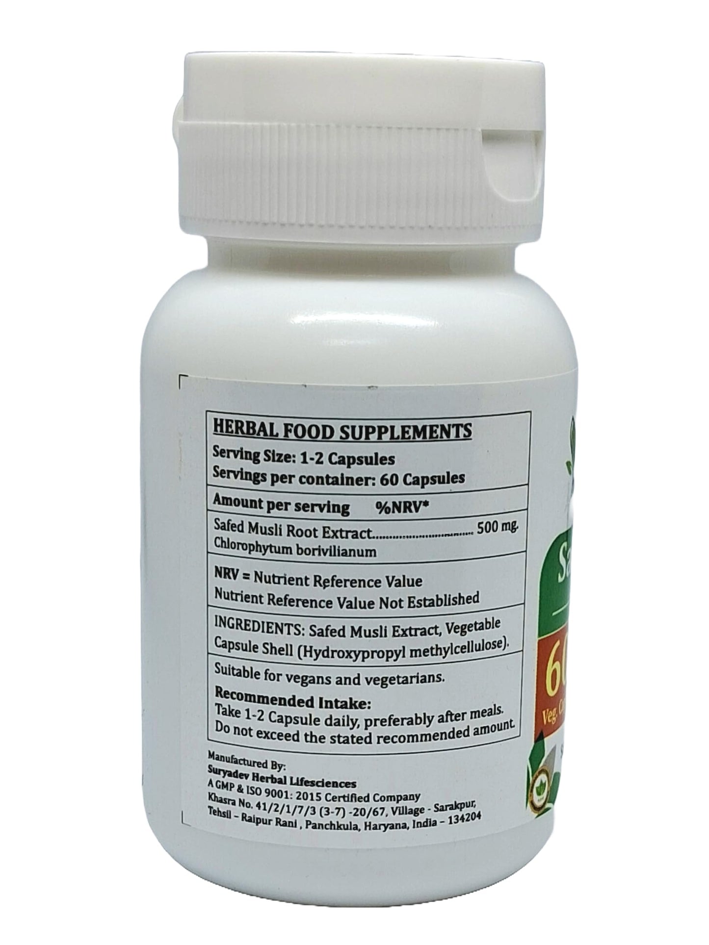 Generic Safed Musli Capsules, 500 mg, 120 Count