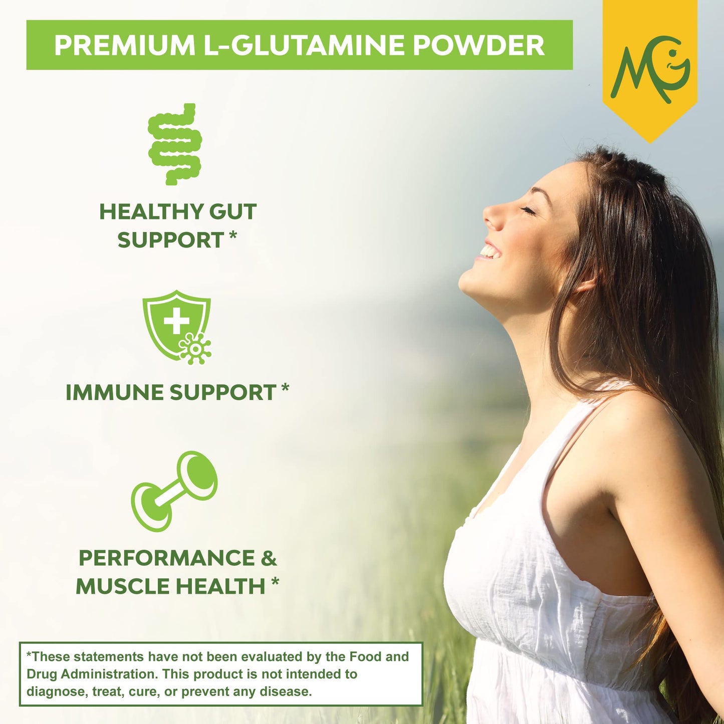 MariGold Pure Unflavored L-Glutamine Powder, 16 oz