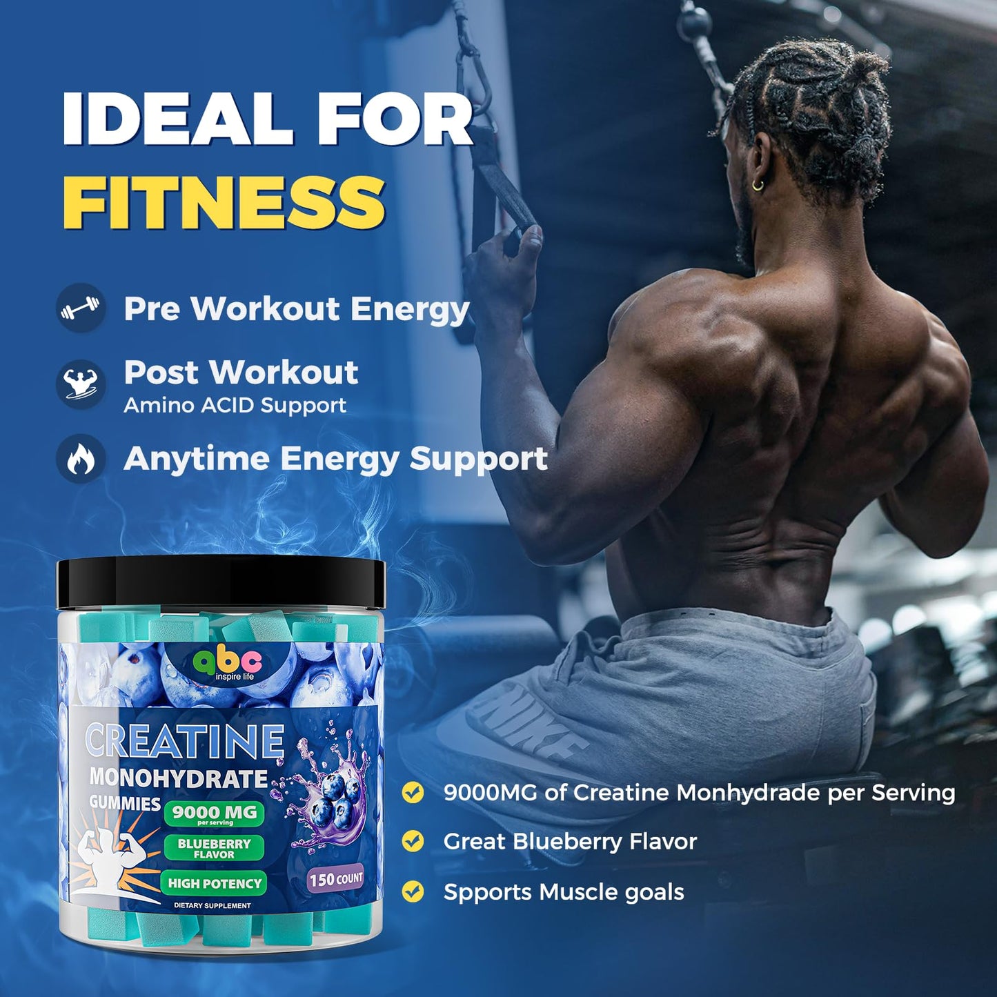 NEWOLITE Creatine Monohydrate Gummies 9000mg, 150 Count